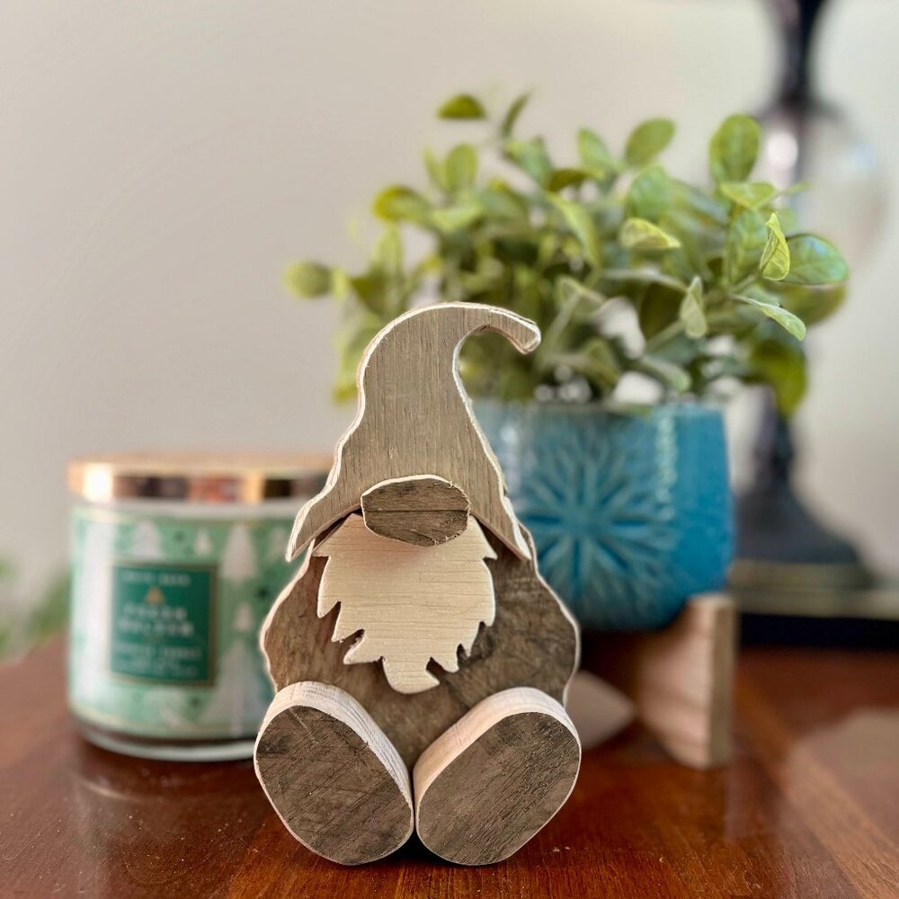 Handcrafted Repurposed Gnome Shelf Sitter ONLY (that can be a Stocking Holder)